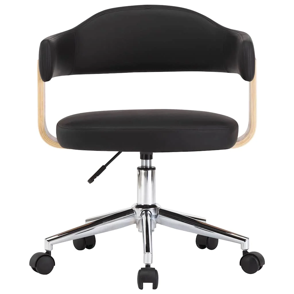 Chaise pivotante de bureau Bois courbé 55 x 50 x 78 cm noir et marron clair similicuir – vue de côté