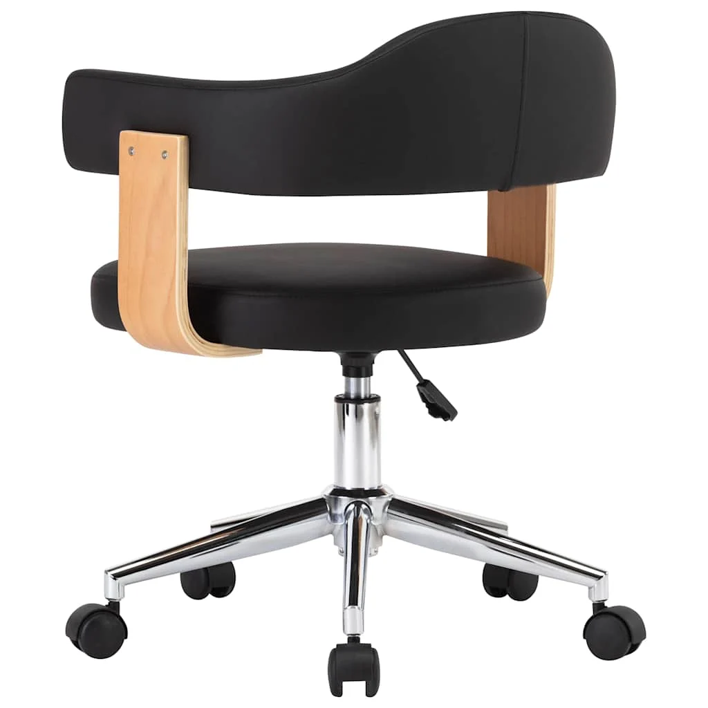 Chaise pivotante de bureau Bois courbé 55 x 50 x 78 cm noir et marron clair similicuir – vue de détail