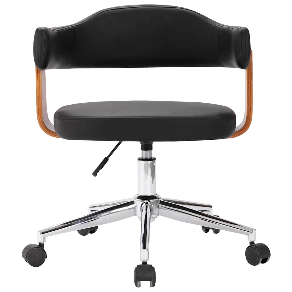 Chaise pivotante de bureau Bois courbé 55 x 50 x 78 cm noir et marron foncé similicuir – vue de face