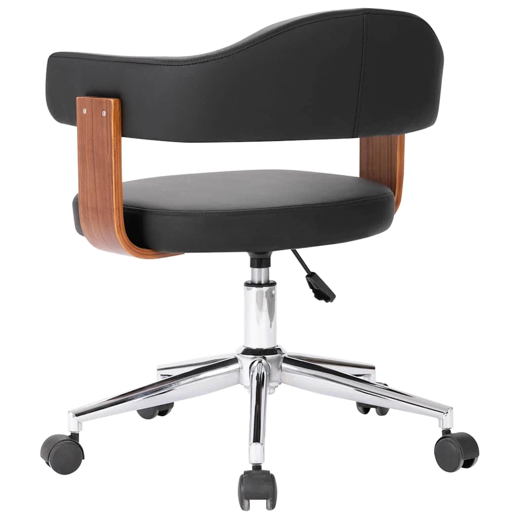 Chaise pivotante de bureau Bois courbé 55 x 50 x 78 cm noir et marron foncé similicuir – vue de côté