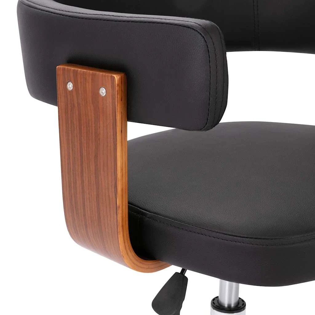 Chaise pivotante de bureau Bois courbé 55 x 50 x 78 cm noir et marron foncé similicuir – vue de détail