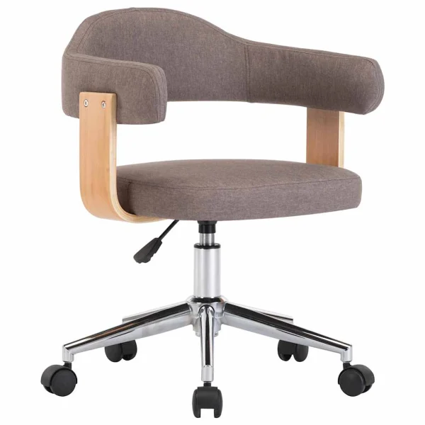 Chaise pivotante de bureau Bois courbé 55 x 50 x 78 cm taupe tissu – vue d’ensemble