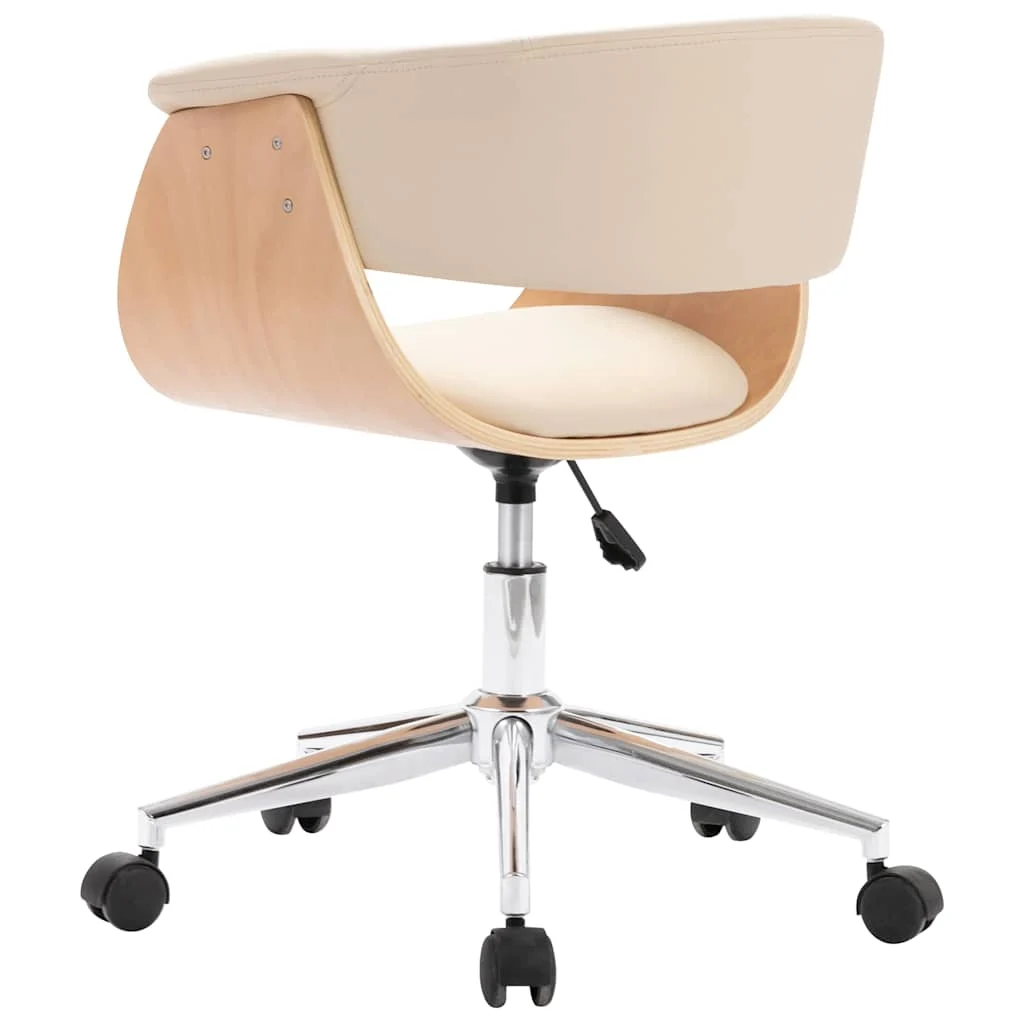 Chaise pivotante de bureau Bois courbé 59,5 x 58 x 74 cm crème similicuir – vue de détail
