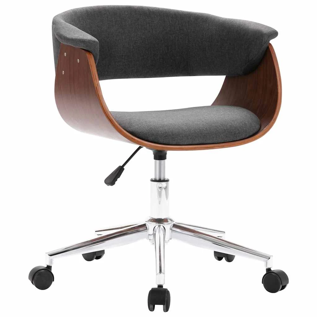 Chaise pivotante de bureau Bois courbé 59,5 x 58 x 74 cm gris tissu – vue de face