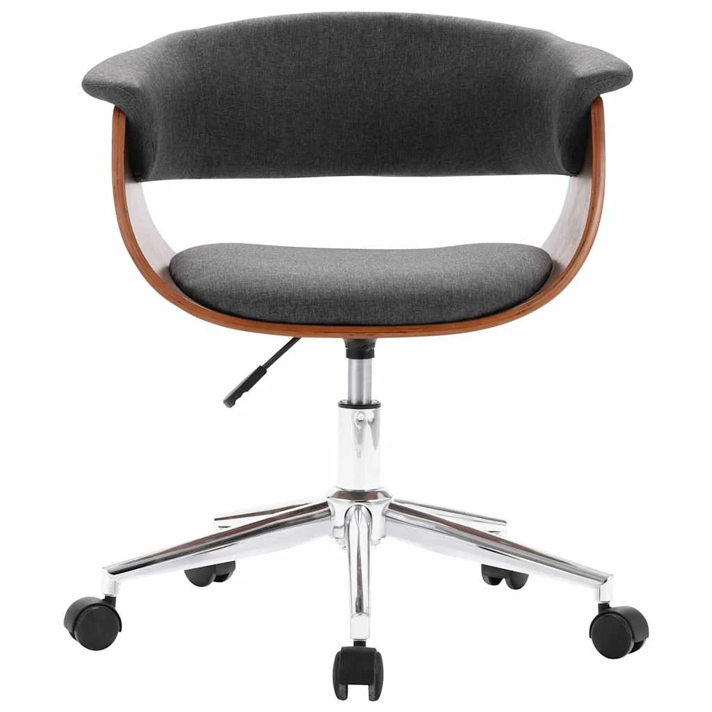 Chaise pivotante de bureau Bois courbé 59,5 x 58 x 74 cm gris tissu – vue de côté