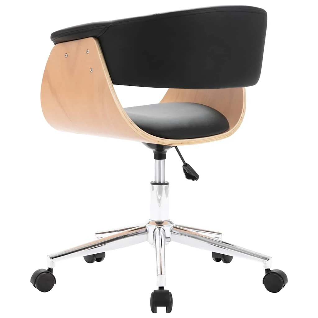 Chaise pivotante de bureau Bois courbé 59,5 x 58 x 74 cm noir et marron clair similicuir – vue de détail