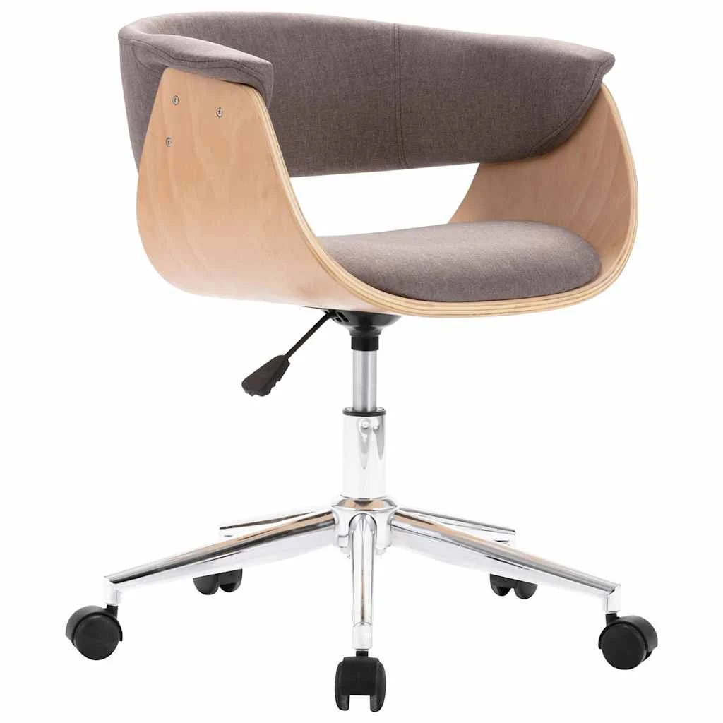 Chaise pivotante de bureau Bois courbé 59,5 x 58 x 74 cm taupe tissu – vue de face
