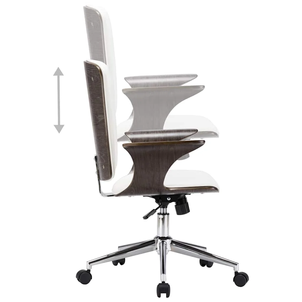 Chaise pivotante de bureau courbé 69 x 61 x 104 cm blanc et gris similicuir – vue de dessus