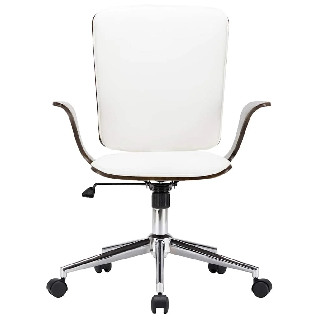 Chaise pivotante de bureau courbé 69 x 61 x 104 cm blanc et gris similicuir – vue de face