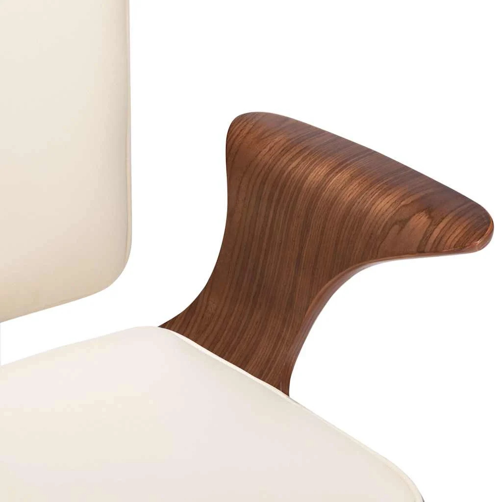 Chaise pivotante de bureau courbé 69 x 61 x 104 cm crème et marron similicuir – vue en situation