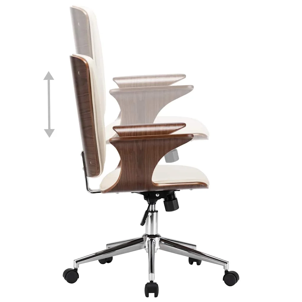 Chaise pivotante de bureau courbé 69 x 61 x 104 cm crème et marron similicuir – vue de dessus