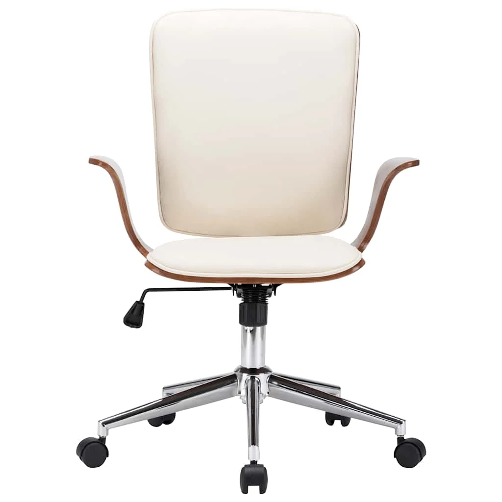 Chaise pivotante de bureau courbé 69 x 61 x 104 cm crème et marron similicuir – vue de face
