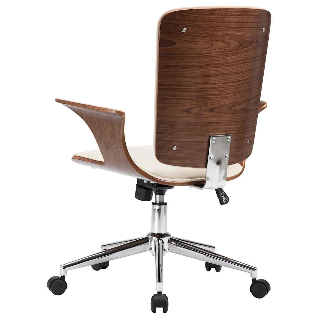 Chaise pivotante de bureau courbé 69 x 61 x 104 cm crème et marron similicuir – vue de détail