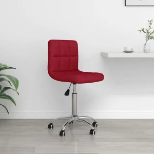 Chaise pivotante de bureau rouge bordeaux tissu – vue d’ensemble