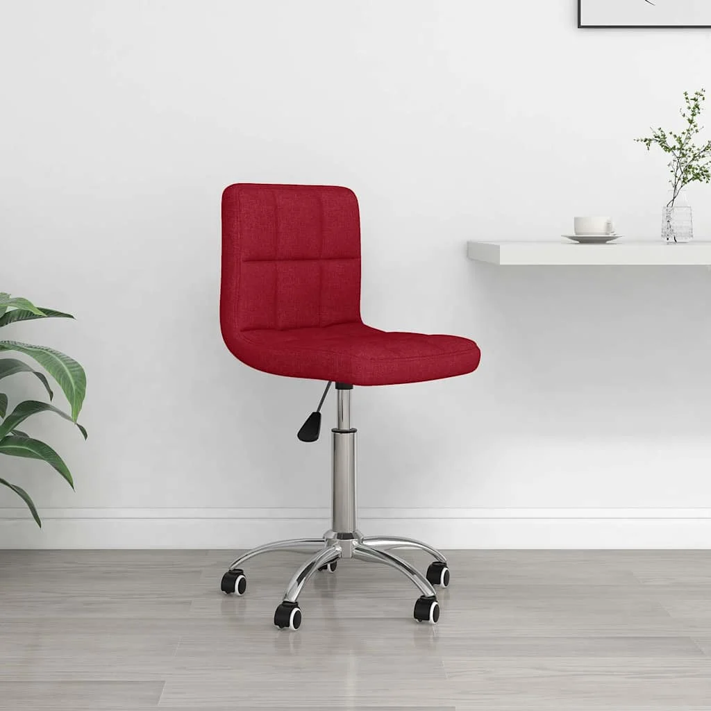 Chaise pivotante de bureau rouge bordeaux tissu – vue d’ensemble