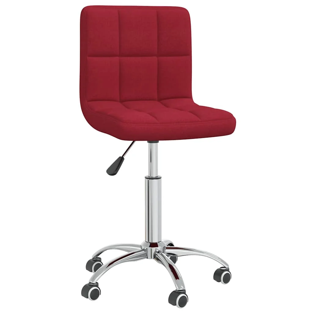 Chaise pivotante de bureau rouge bordeaux tissu – vue de face