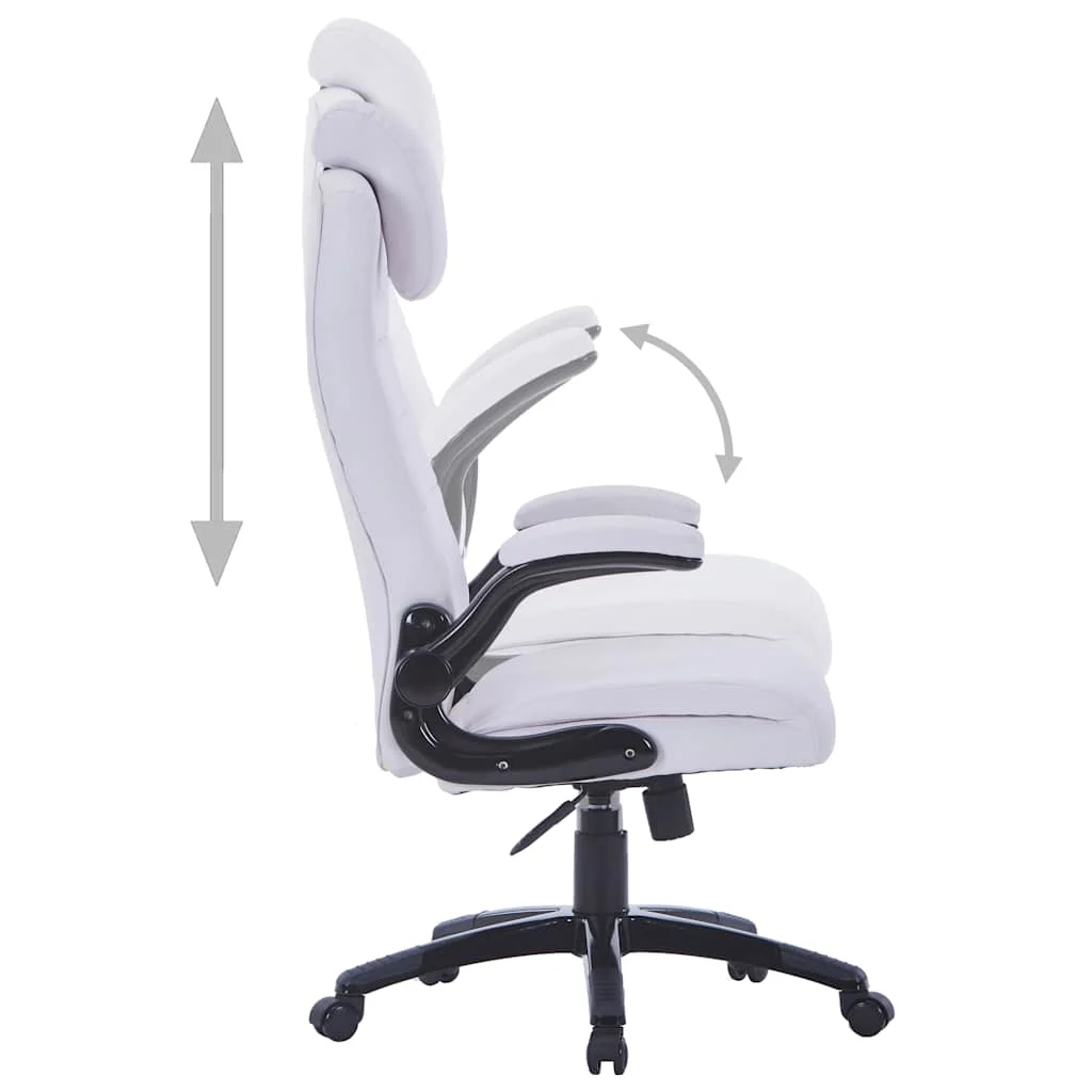 Chaise réglable pivotante 68 x 74 x 128 cm blanc similicuir – vue de dessus