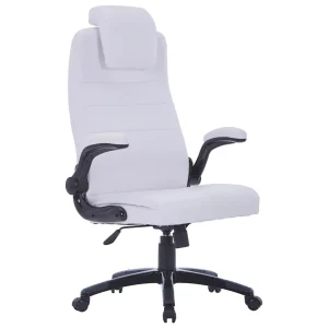 Chaise réglable pivotante 68 x 74 x 128 cm blanc similicuir – vue d’ensemble