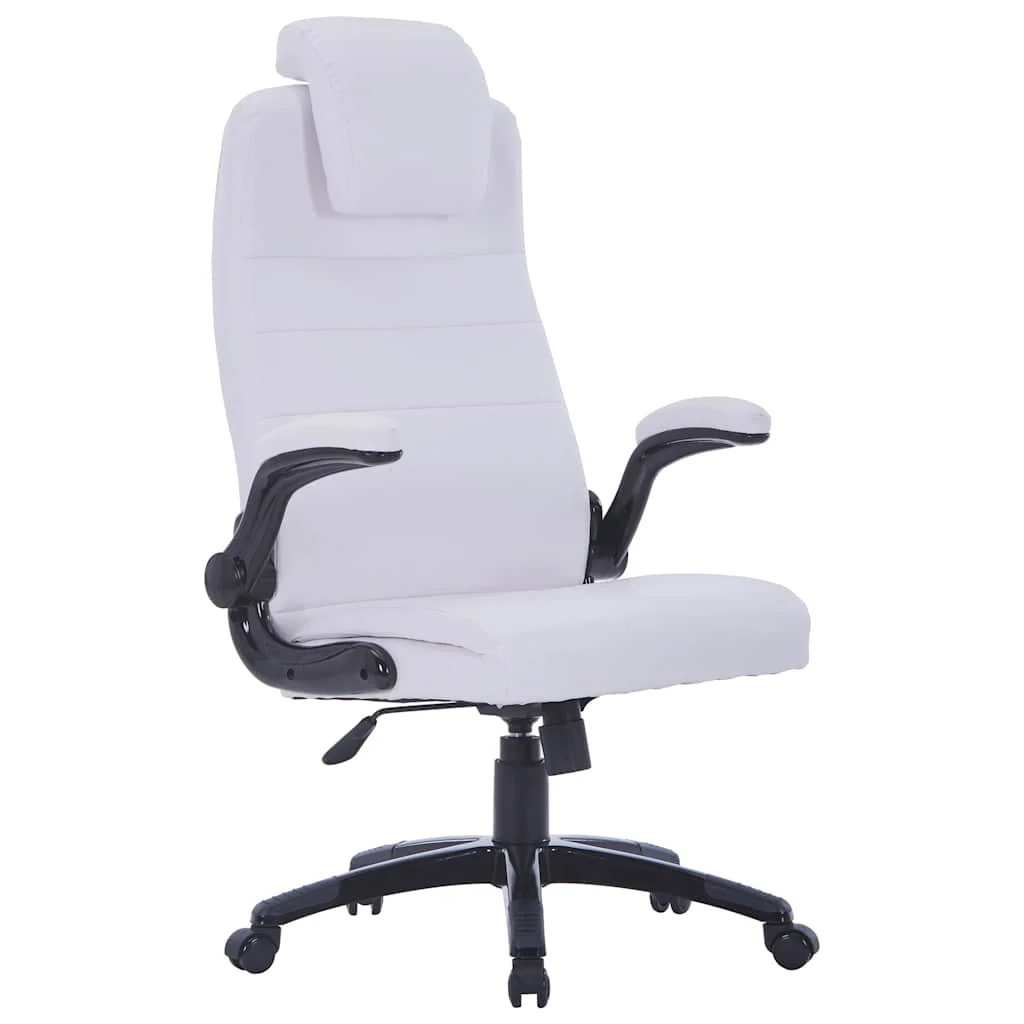 Chaise réglable pivotante 68 x 74 x 128 cm blanc similicuir – vue d’ensemble