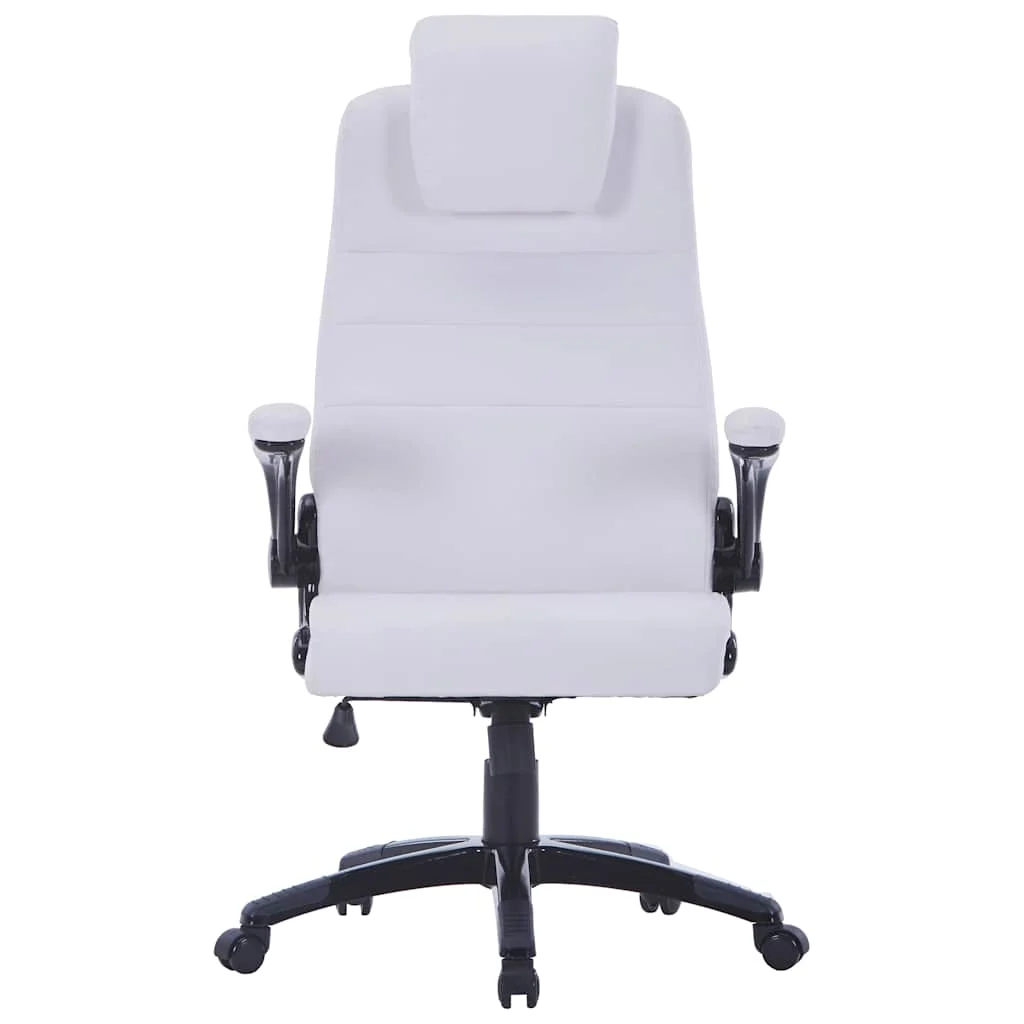 Chaise réglable pivotante 68 x 74 x 128 cm blanc similicuir – vue de face