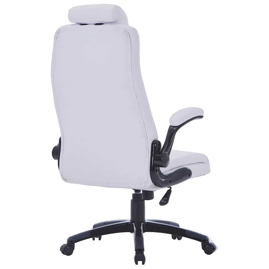 Chaise réglable pivotante 68 x 74 x 128 cm blanc similicuir – vue de côté