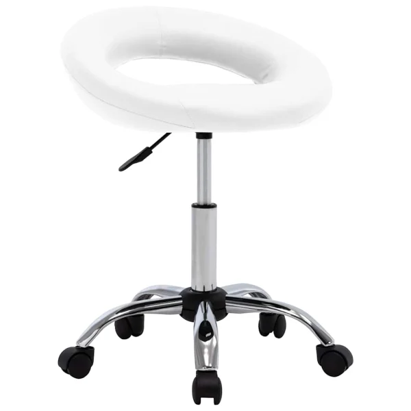 Chaise de travail roulante 46 x 43 x 66 cm blanc similicuir – vue d’ensemble