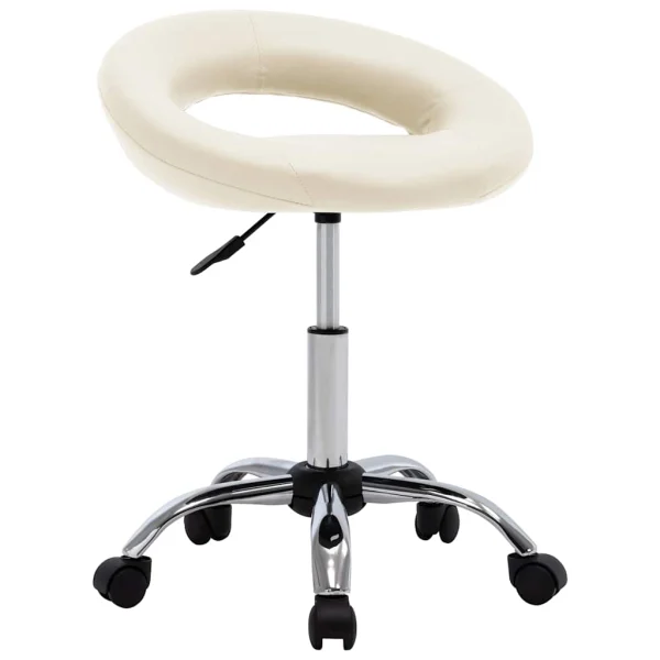 Chaise de travail roulante 46 x 43 x 66 cm crème similicuir – vue d’ensemble