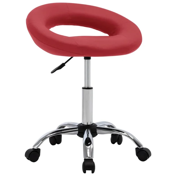 Chaise de travail roulante 46 x 43 x 66 cm rouge bordeaux similicuir – vue d’ensemble