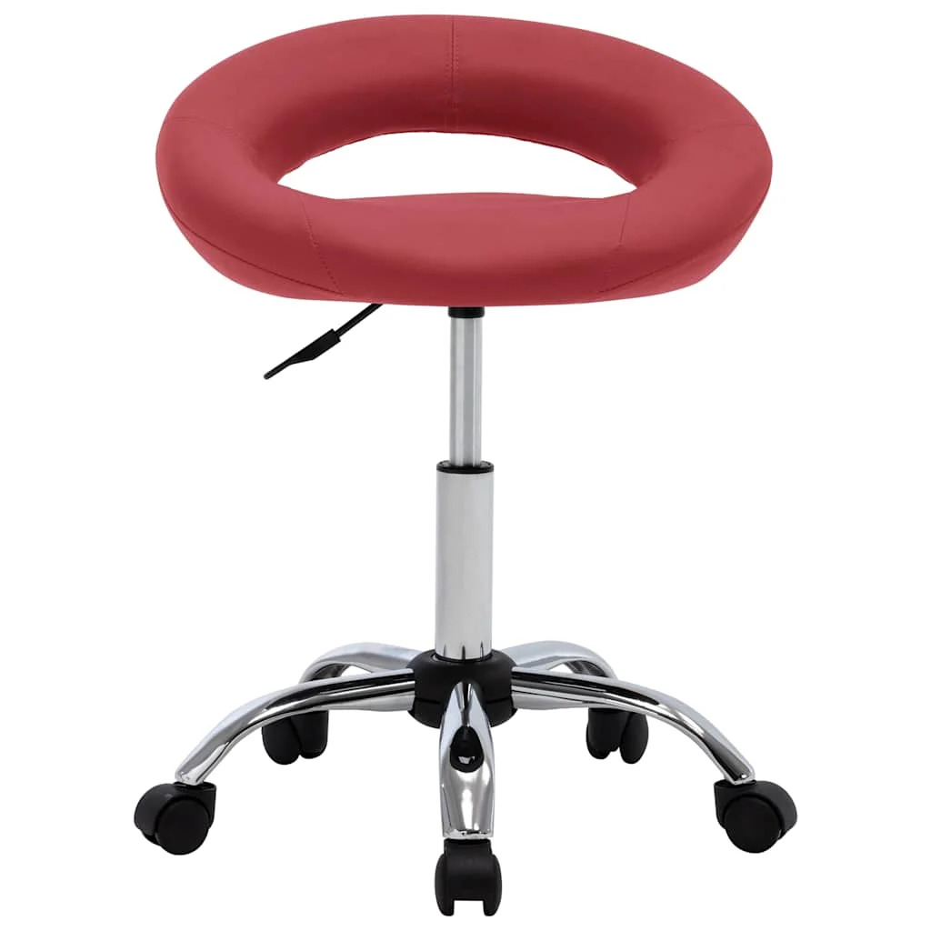 Chaise de travail roulante 46 x 43 x 66 cm rouge bordeaux similicuir – vue de face
