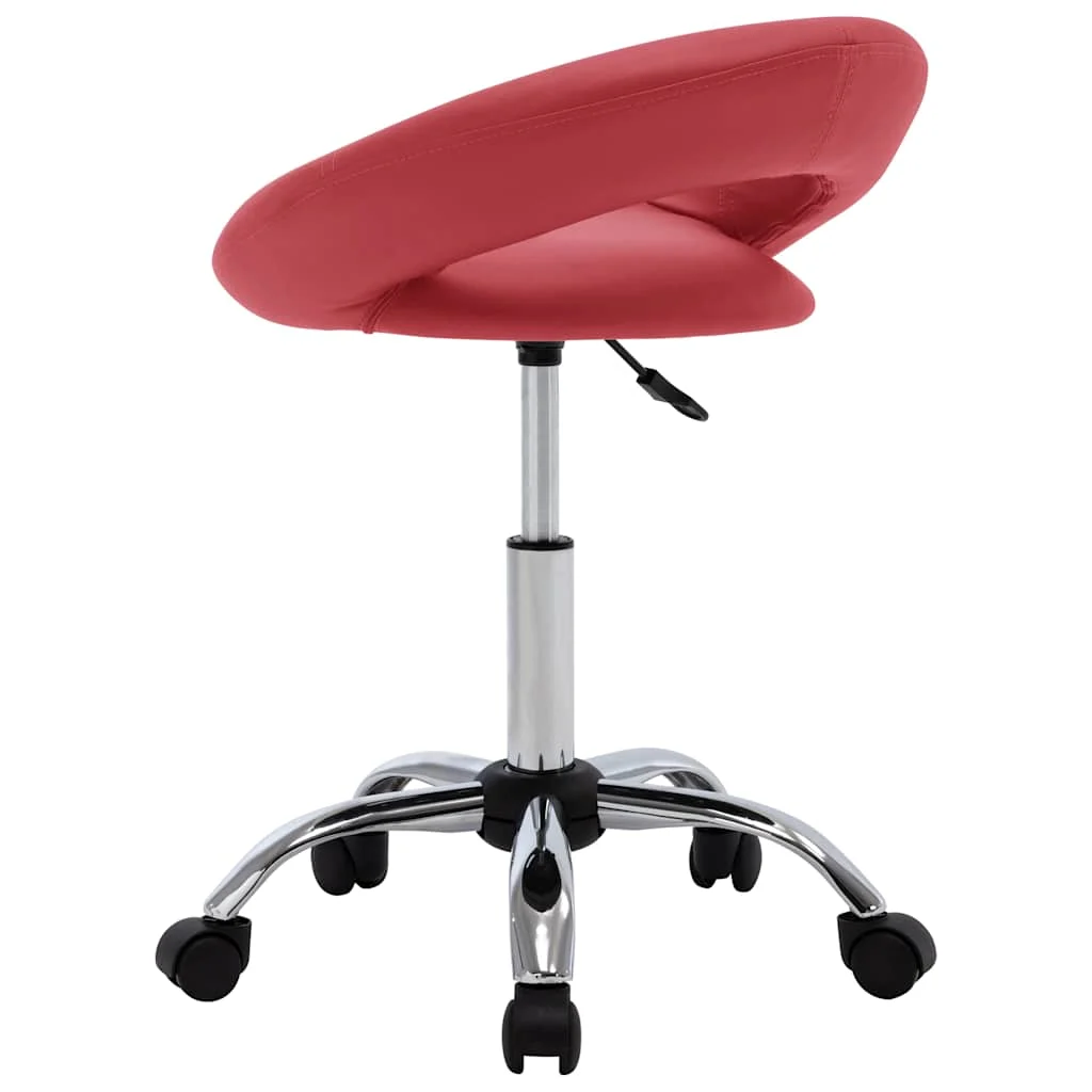 Chaise de travail roulante 46 x 43 x 66 cm rouge bordeaux similicuir – vue de côté