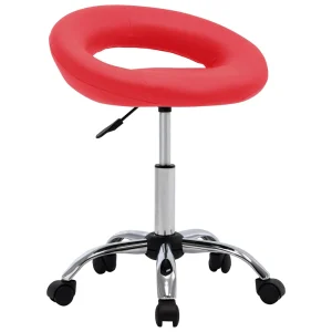 Chaise de travail roulante 46 x 43 x 66 cm rouge similicuir – vue d’ensemble