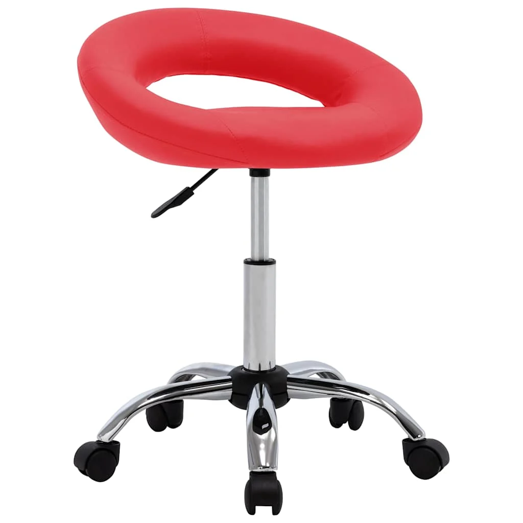 Chaise de travail roulante 46 x 43 x 66 cm rouge similicuir – vue d’ensemble