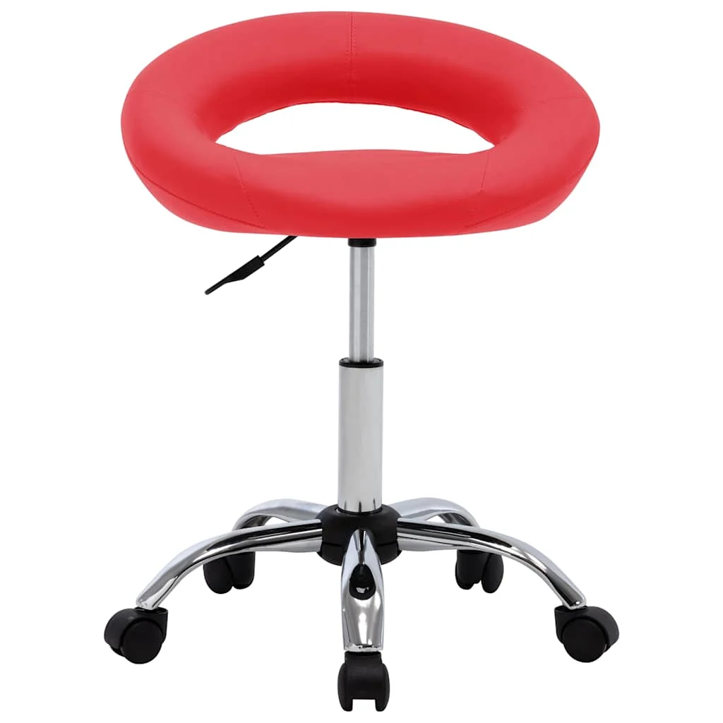Chaise de travail roulante 46 x 43 x 66 cm rouge similicuir – vue de face