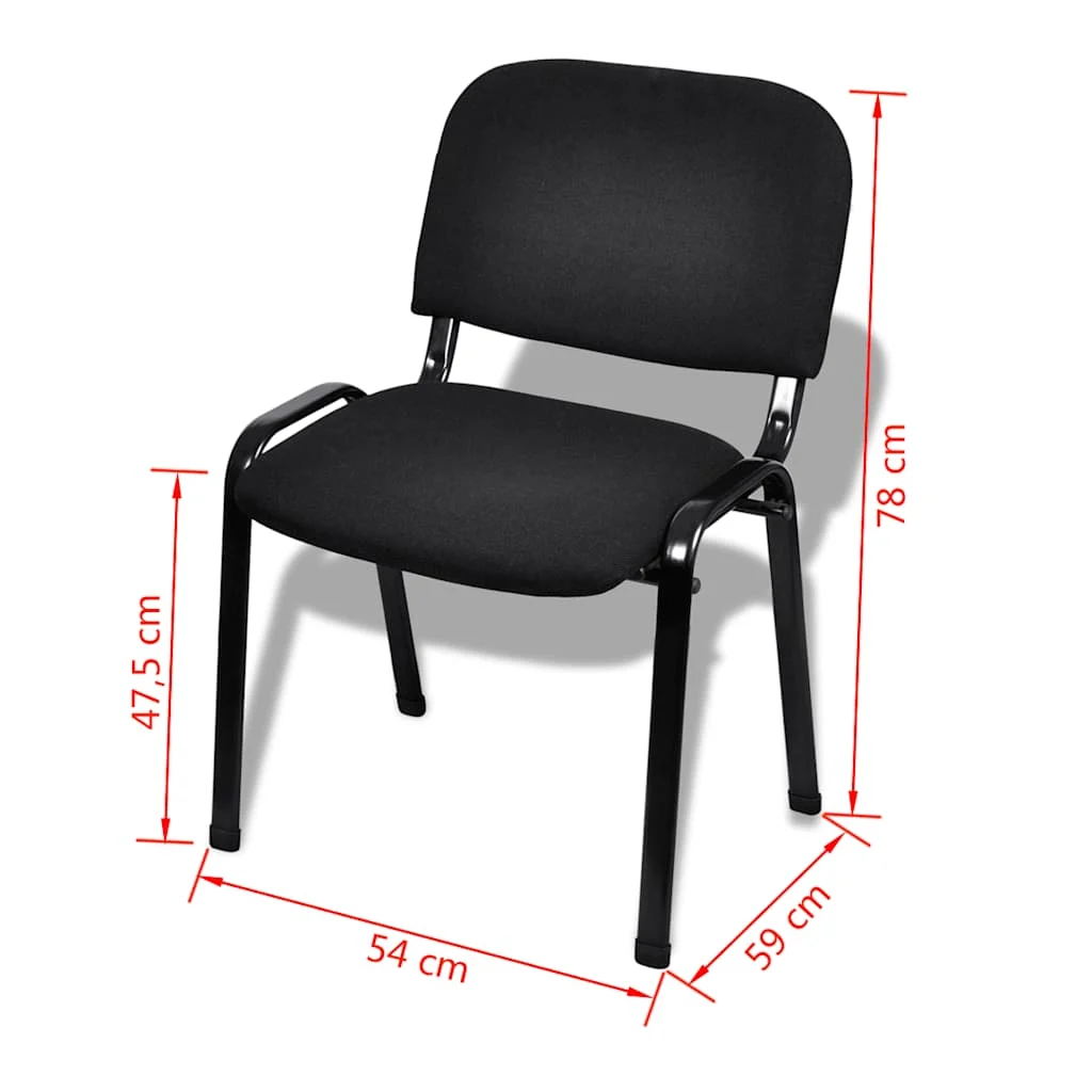Chaises de bureau empilables lot de 4 54 x 59 x 78 cm noir tissu – vue de dessus