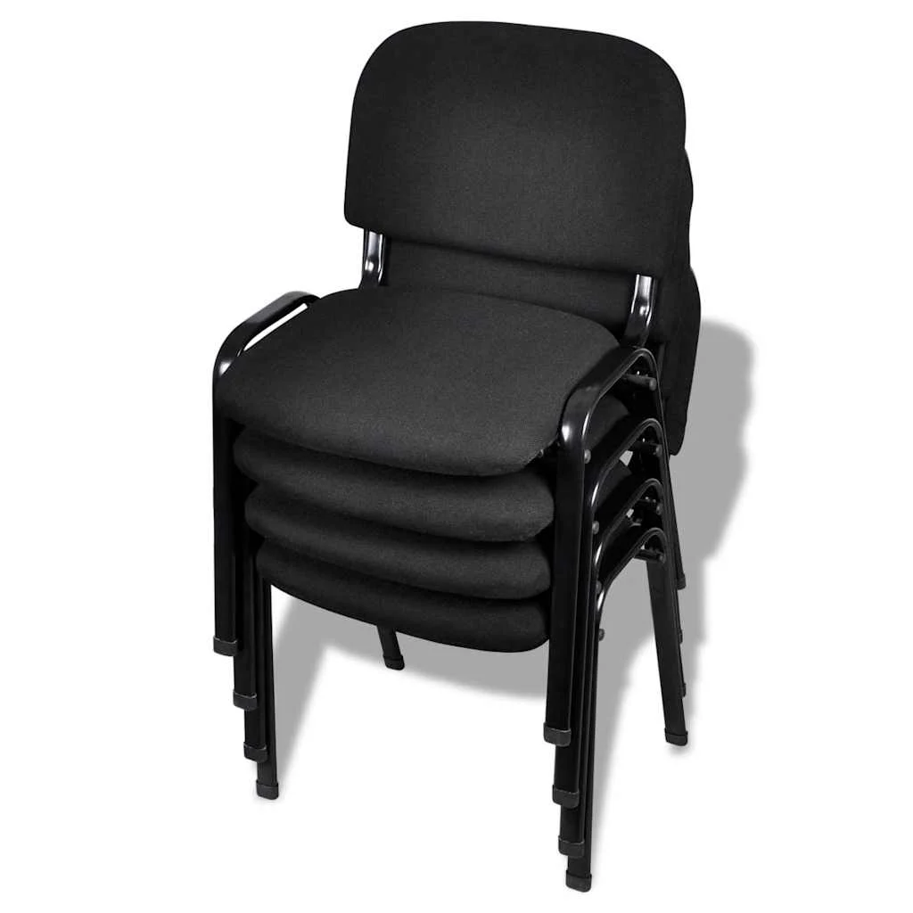 Chaises de bureau empilables lot de 4 54 x 59 x 78 cm noir tissu – vue d’ensemble