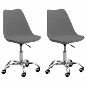 Chaises de bureau lot de 2 48 x 48 x 93 cm gris similicuir – vue d’ensemble