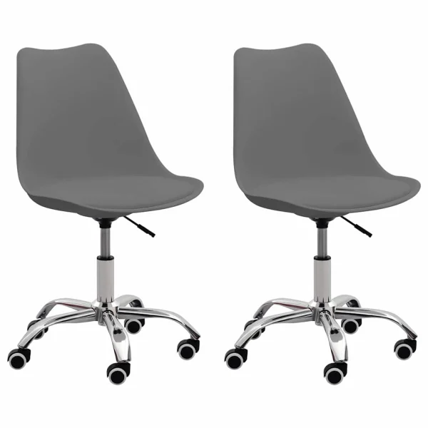 Chaises de bureau lot de 2 48 x 48 x 93 cm gris similicuir – vue d’ensemble