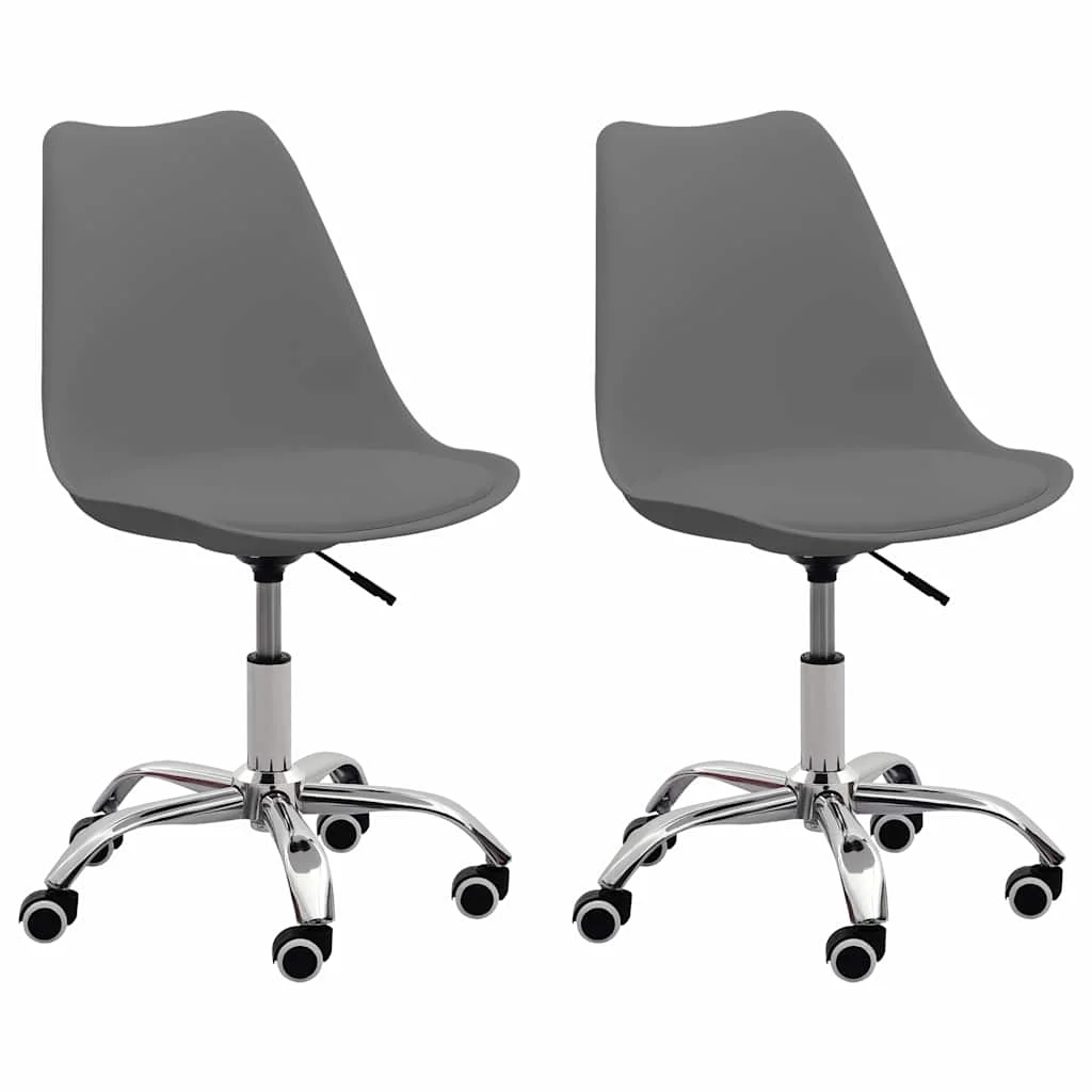 Chaises de bureau lot de 2 48 x 48 x 93 cm gris similicuir – vue d’ensemble