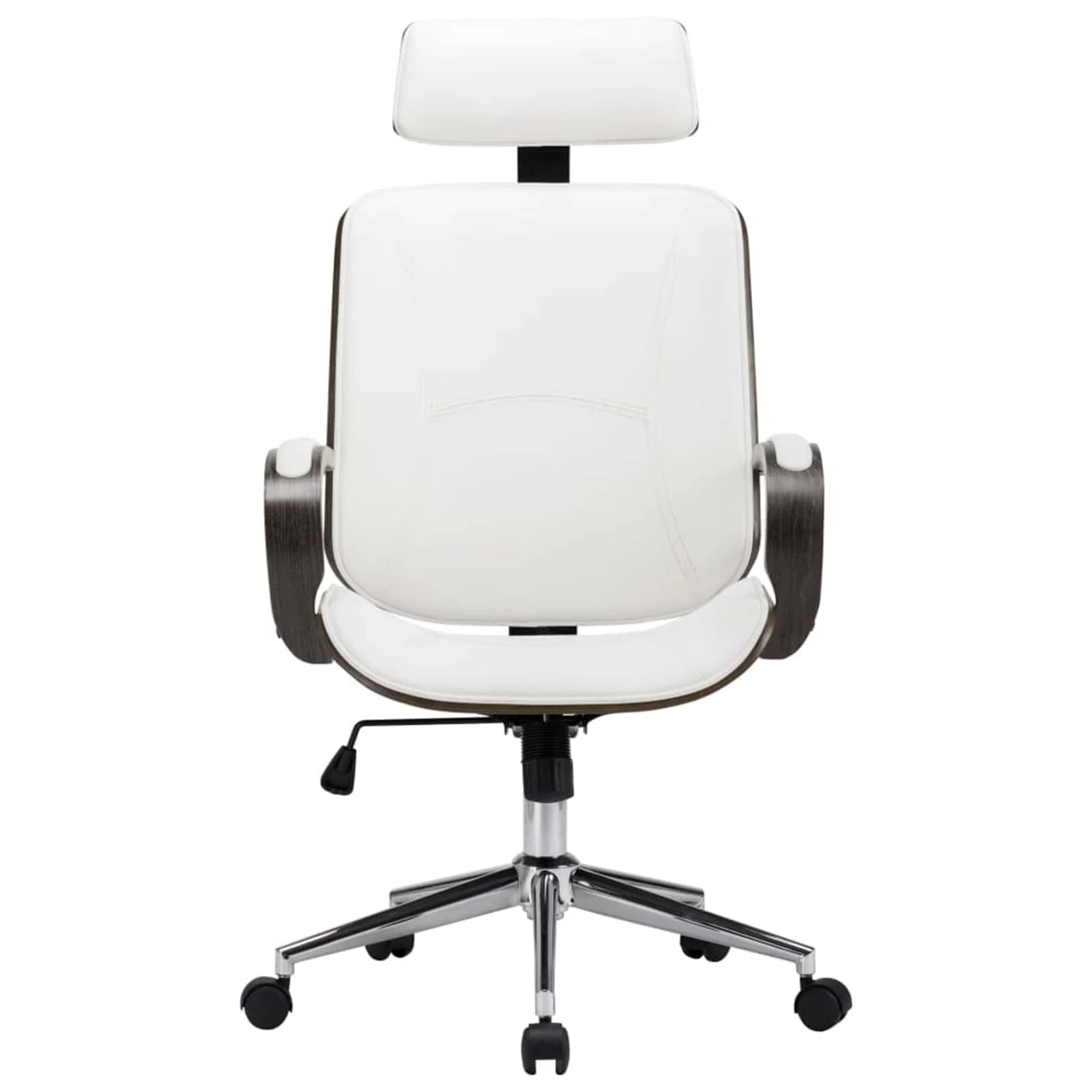 Chaises de bureau pivotantes avec appui-tête lot de 2 64 x 65 x 125 cm blanc similicuir – vue de côté