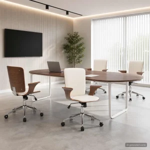 Chaises de bureau pivotantes avec appui-tête lot de 4 69 x 61 x 104 cm crème similicuir – vue d’ensemble