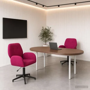 Chaises de bureau pivotantes lot de 2 54 x 55 x 90 cm bordeaux velours – vue d’ensemble