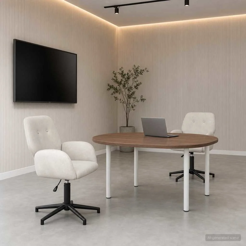 Chaises de bureau pivotantes lot de 2 54 x 55 x 90 cm crème velours – vue d’ensemble