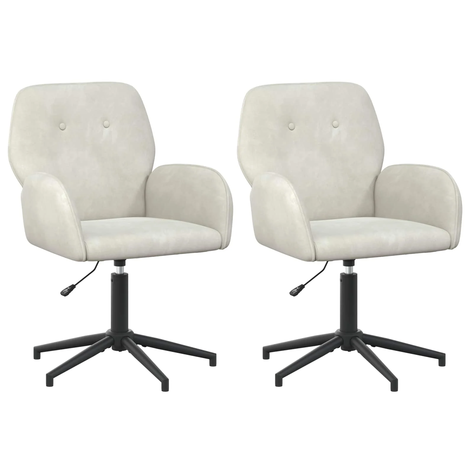 Chaises de bureau pivotantes lot de 2 54 x 55 x 90 cm crème velours – vue de face