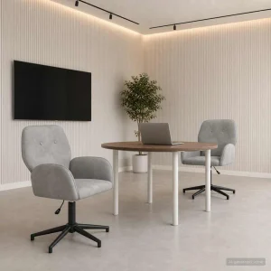 Chaises de bureau pivotantes lot de 2 54 x 55 x 90 cm gris clair velours – vue d’ensemble
