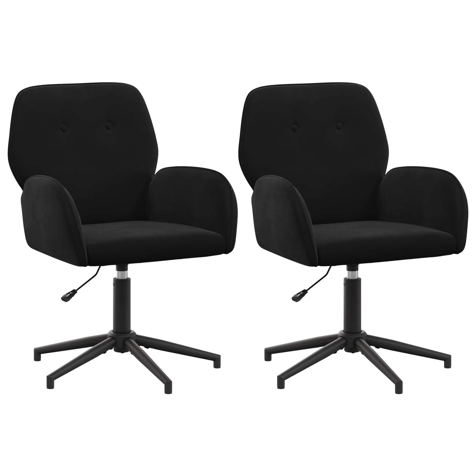 Chaises de bureau pivotantes lot de 2 54 x 55 x 90 cm noir velours – vue de face