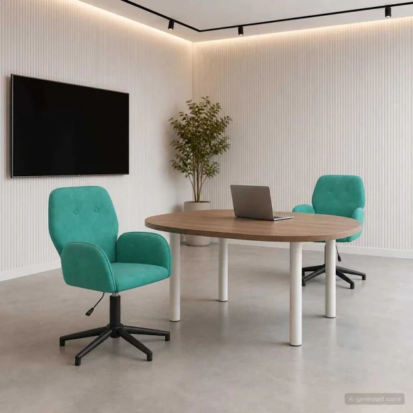 Chaises de bureau pivotantes lot de 2 54 x 55 x 90 cm turquoise velours – vue d’ensemble