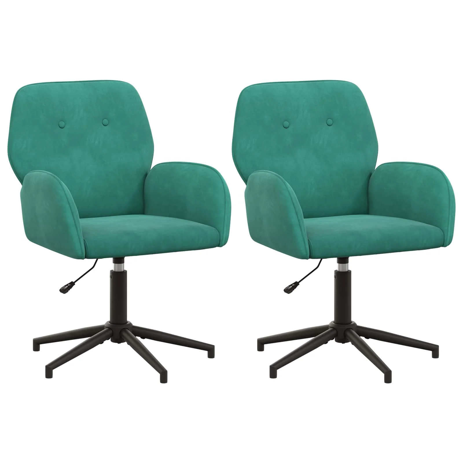 Chaises de bureau pivotantes lot de 2 54 x 55 x 90 cm turquoise velours – vue de face