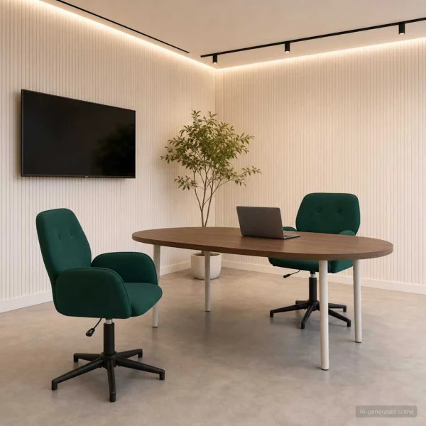 Chaises de bureau pivotantes lot de 2 54 x 55 x 90 cm vert foncé velours – vue d’ensemble