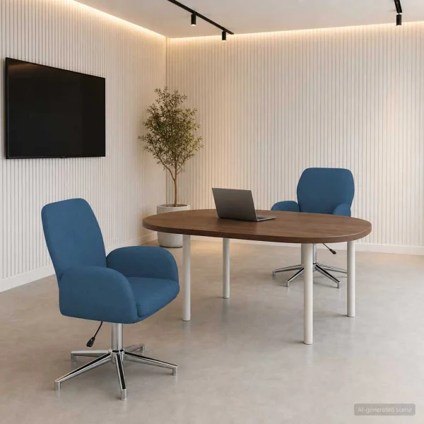 Chaises de bureau pivotantes lot de 2 54 x 58 x 90 cm bleu tissu – vue d’ensemble
