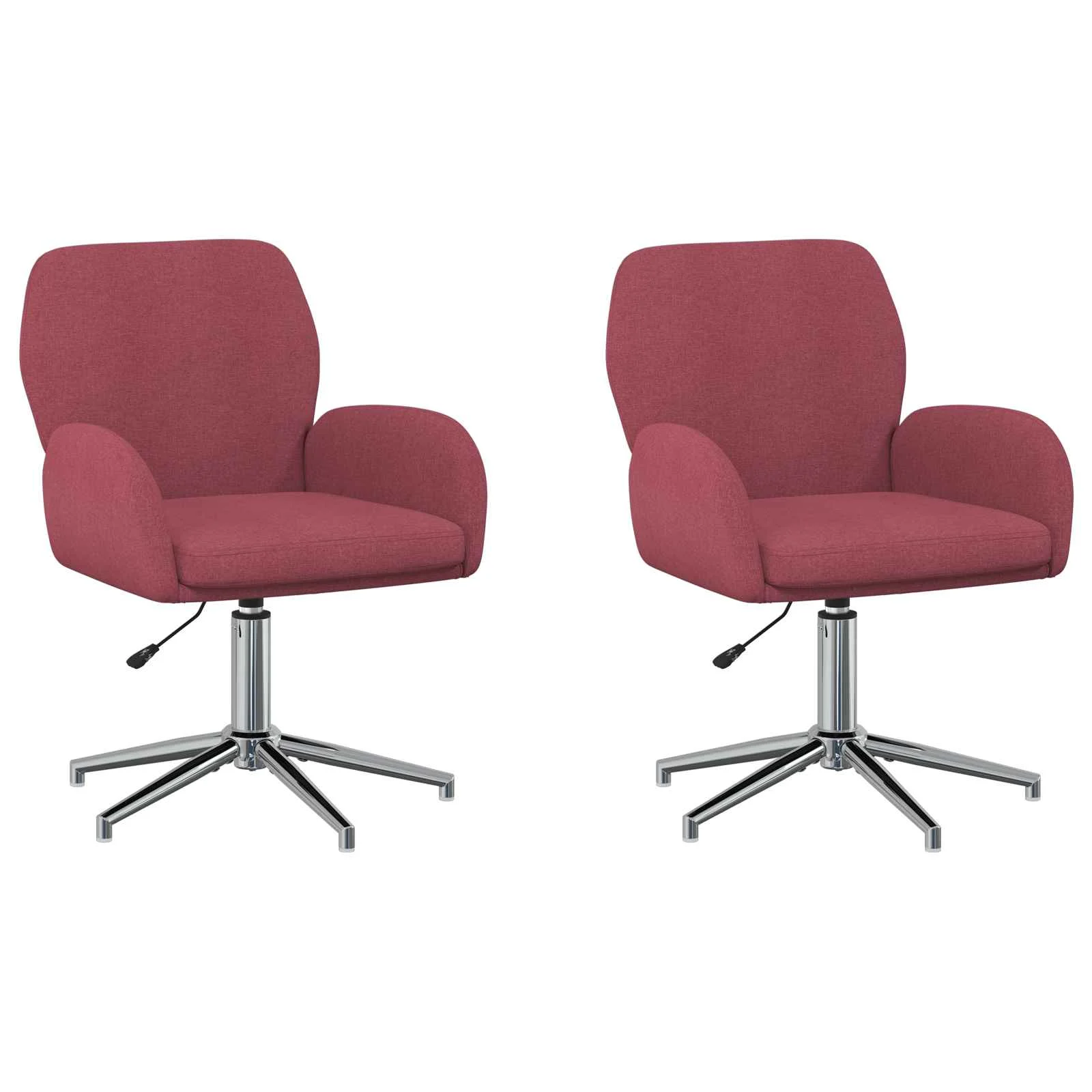 Chaises de bureau pivotantes lot de 2 54 x 58 x 90 cm bordeaux tissu – vue de face